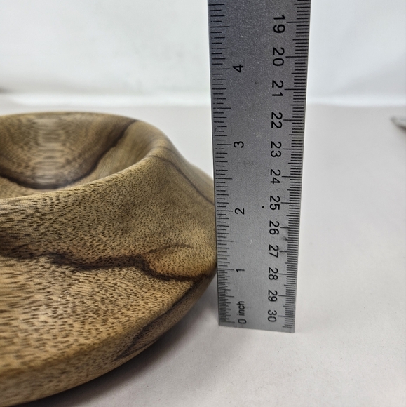 Stamped Wooden Bowl With Beads-Course Hair Decorative Handmade Light Dark Browns - Picture 9 of 11